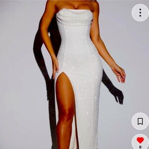 Oh Polly off white maxi dress with slit us 4